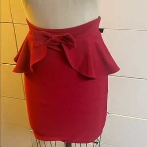 Elegant Red Bow Detail Skirt